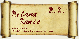 Milana Kanić vizit kartica